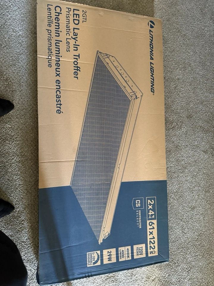 NeW-Lithonia Lighting 2ft x 4ft 52W Integrated LED White Troffer Light 4000K - Image 1 of 1