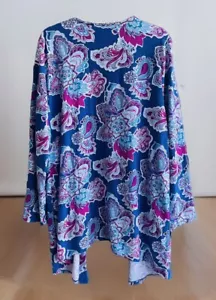 Chicos The Ultimate Tee Cardigan Size 2 (L) Open Front Floral Cotton Modal - Picture 1 of 4