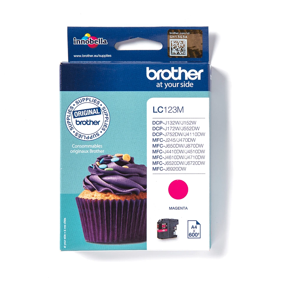 Brother LC123M cartouche d'encre Magenta authentique (TVA incluse) - Photo 1/1