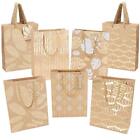 Belle Vous Brown Gift Bags Paper with Gold & Silver Metallic Design, Gold