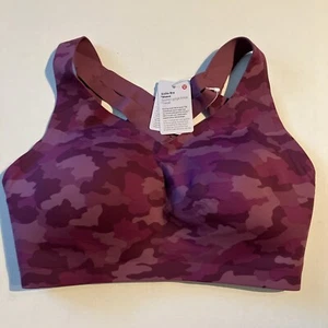 Lululemon Enlite Bra 32DDD Purple Camo Crisscross Back Hook and Eye Closure NEW - Picture 1 of 6