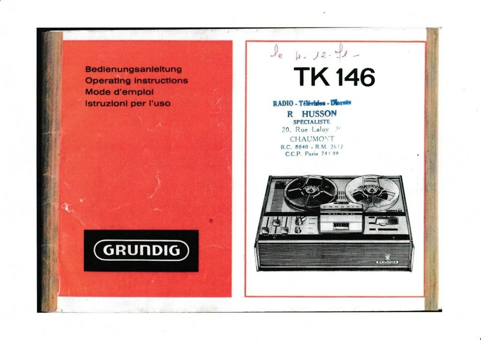 Instrucciones de funcionamiento para Grundig TK 146 Foto 1 de 1