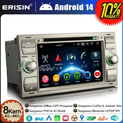 Android 14 64GB DVD Autoradio Navi Ford S/C-Max Galaxy Focus Transit Kuga Fiesta - Bild 1 von 4
