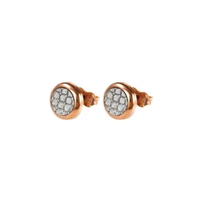 Gold Stud Earrings 9 Carat Rose Glitter Butterfly Fitting - Picture 1 of 1