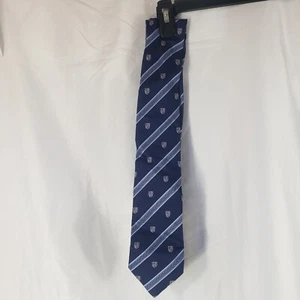 Corbata Birmania Bibas 100 % seda azul marino rayas escudo corbata - Imagen 1 de 6