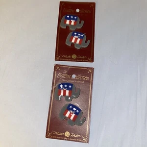 Hand Painted Mill Hill Flat 2 Hole Stars&Stripes Elephant Buttons 1 3/8”x 1” - Picture 1 of 2