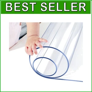 Durable 1.5mm Thick Clear Plastic Tablecloth - Wipeable Protector 30x108 - Picture 1 of 9