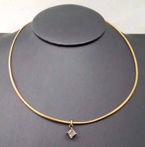 Michael Anthony 10k Yellow Gold 2mm Snake Chain Necklace W/ 14k Gold Dia Pendent - Picture 1 of 15
