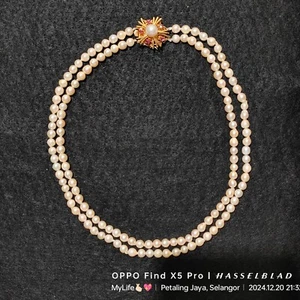 Vintage Double-strand Cultured Pearl Necklace with 14k Ornate gold Clasp - Picture 1 of 14