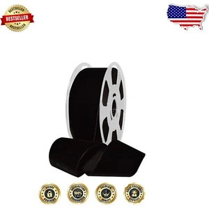 Swiss Elegance: 2" x 11 Yards Luxurious Nylon Velvet Ribbon in Rich Black Coffee - Picture 1 of 2