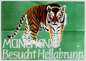 Original vintage poster TIGER ZOO MUNICH HELLABRUNN c.1958 - Picture 1 of 1