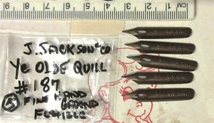 5 VINTAGE J JACKSON -YE OLDE QUILL #187 FINE FLEX BRONZE DIP PEN NIBS-LETTERING+ - Picture 1 of 2