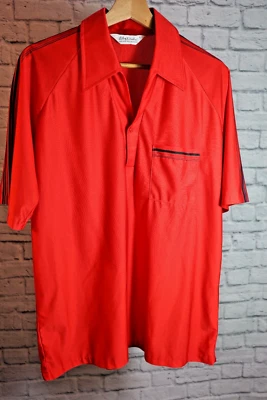 Винтажная мужская красная рубашка Lily Dache 70-е поло диско-клуб полиэстер - Изображение 1 из 4