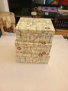 London Underground Tube Map Set of 3 Nesting Boxes With Lids 11x14 12x15 13x16 - Picture 1 of 6