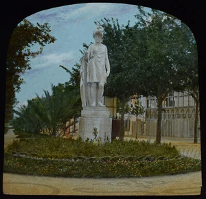 LISBON PORTUGAL IN THE AVENIDA C1890 ANTIQUE TINTED Magic Lantern Slide PHOTO - Picture 1 of 3