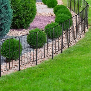 Confezione 10 Pannelli Recinzione Giardino Bordo 23,6x13 In Metallo Antiruggine Decorazione Giardino - Foto 1 di 7