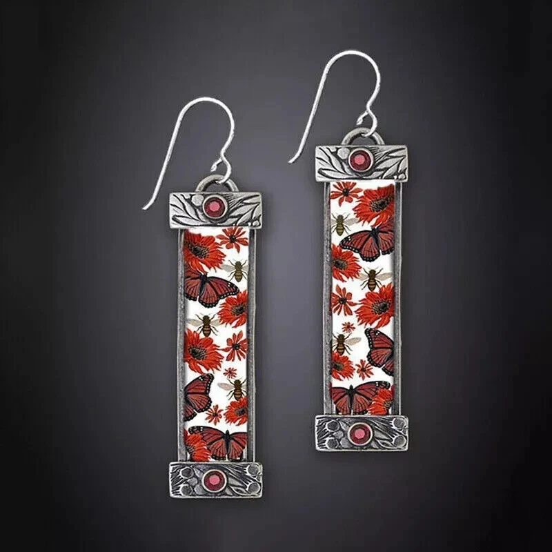 925 Silver Dangle Drop Earrings Ear Hook Cubic Zirconia Women Wedding Jewelry - Image 1 of 1