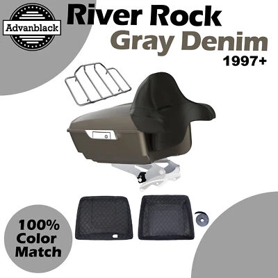 River Rock Gris Denim King Tour Pak Para Harley Street Road Electra Glide 97+ Foto 1 de 4