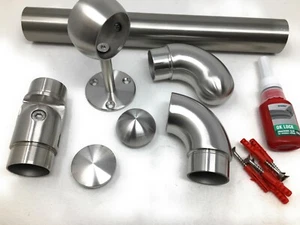 Edelstahl Handlauf Wand V2A Geländer Treppe Griff Stange Fitting 42,4 Kleben - Bild 1 von 17