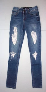 Juniors Boom Boom destructed denim skinny jeans size 1 - Picture 1 of 3
