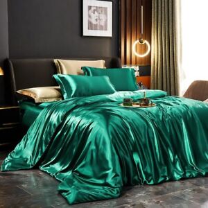 Mulberry Silk Bedding Set with Duvet Cover Bed Sheet Pillowcases Satin Bedsheet