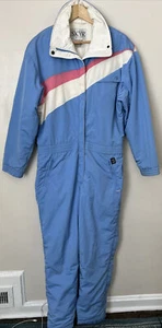 Traje de esquí Skyr vintage años 80 para mujer 12 aislado azul rosa marfil cremallera Gore Tex - Imagen 1 de 8
