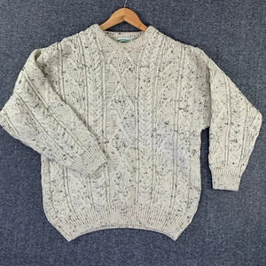 VTG Aran Crafts Cable Knit Sweater Men Extra Large Chunky Knit Fisherman Wool - Picture 1 of 9