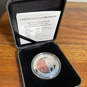 2013 Lebanon 5 Livres Silver Proof Coin 20 Grams Ltd Ed Zodiac Taurus - Picture 1 of 3
