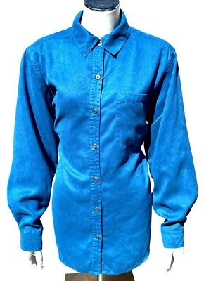 Camisa túnica con botones azul aguamarina vintage diseño Chicos manga larga imitación gamuza 1 Foto 1 de 4