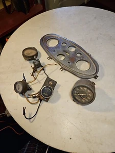 Antique Hot Rod Instrument Gauge Cluster 1920's 1930's Engine Turned USED - Picture 1 of 18