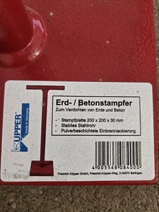 Erdstampfer Betonstampfer Stampfer rot 200x200x30mm Stahlrohr Verdichter - Bild 1 von 7