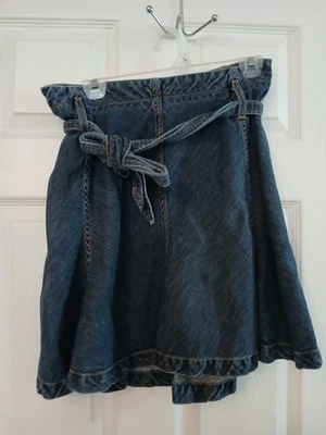 Falda Jean Banana Republic Vintage Talla 6 Cinturón Azul Denim Algodón Lino Línea A Foto 1 de 4