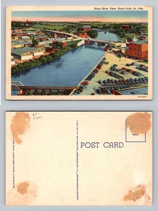 Sioux Falls, SD-South Dakota, Sioux River View Downtown Bridges Vintage Postcard - Picture 1 of 3