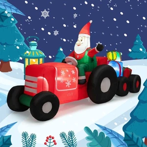 9 FT Long Christmas Inflatable Santa Claus Driving Tractor with Gifts Decoration - Picture 1 of 10