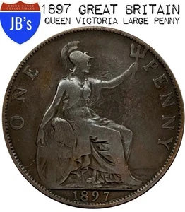 1897 Great Britain Large Copper Penny - Queen Victoria (F/VF) - Picture 1 of 4