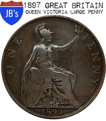 1897 Great Britain Large Copper Penny - Queen Victoria (F/VF) - Image 1 of 4