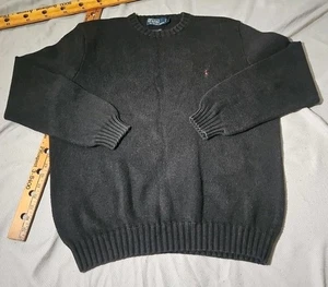 Vintage Polo Ralph Lauren Sweater Mens Large Black Preppy Casual Grandpacore 90s - Picture 1 of 11