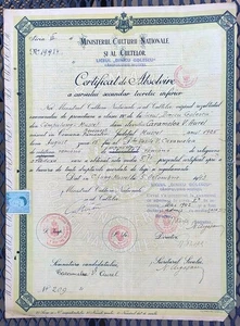 Romania, 1943, Graduation Certificate/Diploma - "Dinicu Golescu", Campulung - Picture 1 of 2