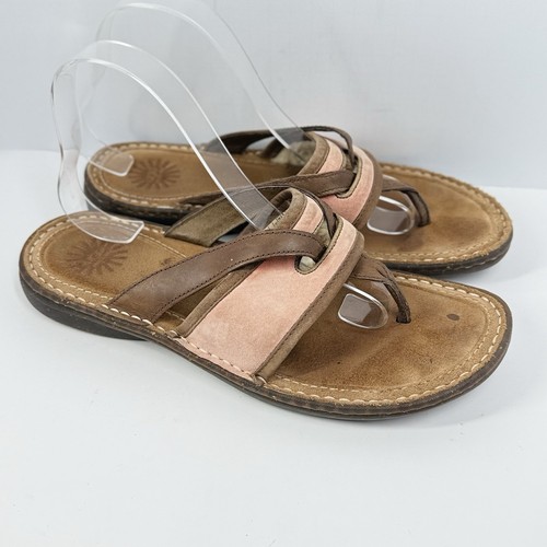 Sandali Ugg Matala in pelle con perizoma foderati in pelle di pecora donna 9 rosa sbiadito marrone corallo