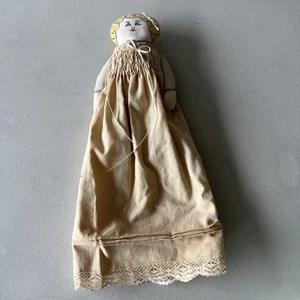 Vintage Rag Doll Primitive 12" Americana Folk Art Christening gown  - Picture 1 of 6