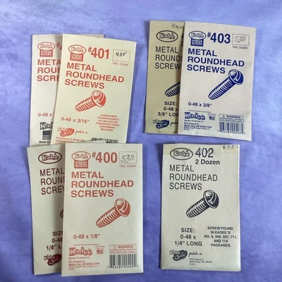 Kadee #400(2), 401(2), 402, 403(2)  Self-Tapping Screws 0-48 x 1/8in (24) pcs - Image 1 of 4