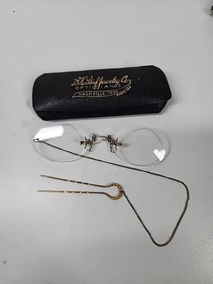 ANTIQUE GOLD FILLED PINCE NEZ GLASSES HAIRPIN Nashville B H Stief Jewelry Co. - Image 1 of 4