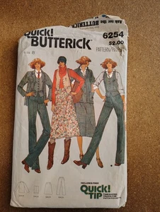 6254 Butterick Quick! Pattern Size 8 Womens Jacket Vest Skirt Pants FF Uncut - Picture 1 of 3