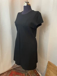 Black Dress Minimalist 1990s Vintage A Line Shift LBD Jones New York Wool 14 L - Picture 1 of 7