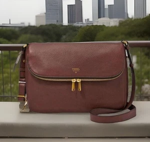 Fossil 'Preston' Flap Brown Small Crossbody Bag EUC - Picture 1 of 20
