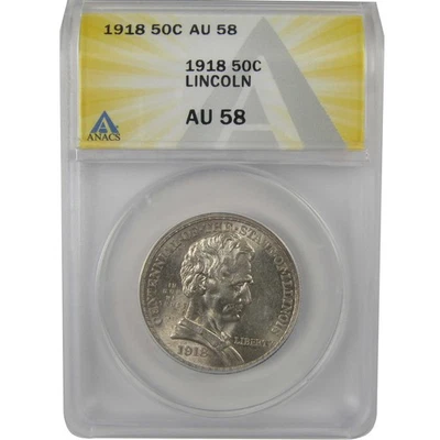 Illinois Commemorative Half Dollar 1918 AU 58 ANACS Silver SKU:I22151 - Image 1 of 4