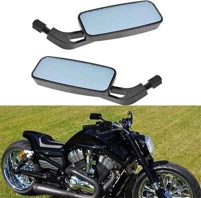 Universal Motorcycle Rectangle Rearview Mirrors For Harley Honda Suzuki Kawasaki - Image 1 of 4