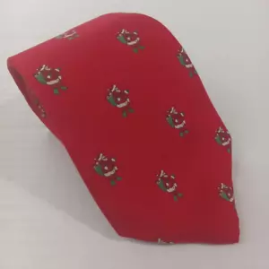 Corbata para hombre The Mans Shop roja estampada de Santa Claus 100 % atada a seda EE. UU. 55 pulgadas - Imagen 1 de 5