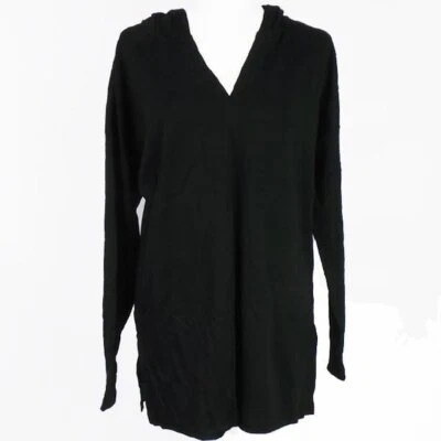 Isaac Mizrahi Live! Essentials Pima Cotton Hooded Tunic w/ Slits Black — 第 1/4 张图片