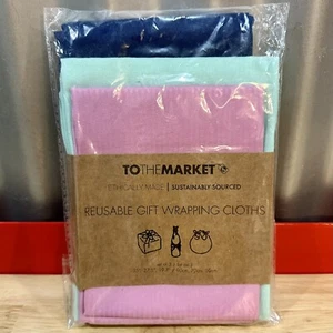To The Market: Colorful Reusable Gift Wrapping Cloths Set Of 3 (BRAND NEW) - Picture 1 of 6